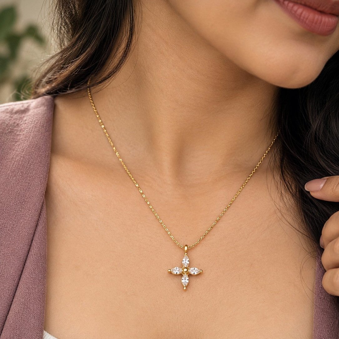 Marquise Flower Pendant Necklace
