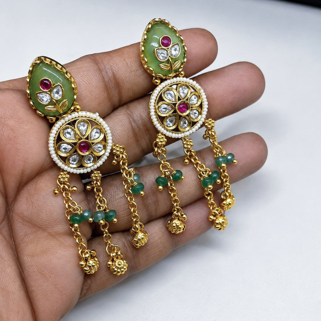 Kundan Medallion Tassel Earrings