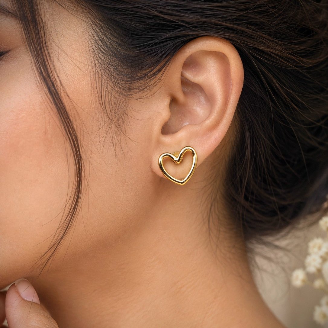 Open Heart Stud Earrings