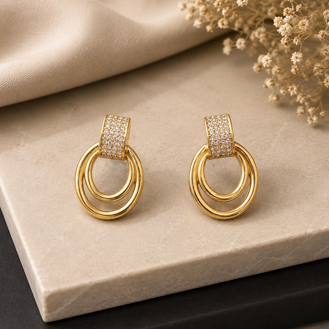Pave Oval Hoop Earrings