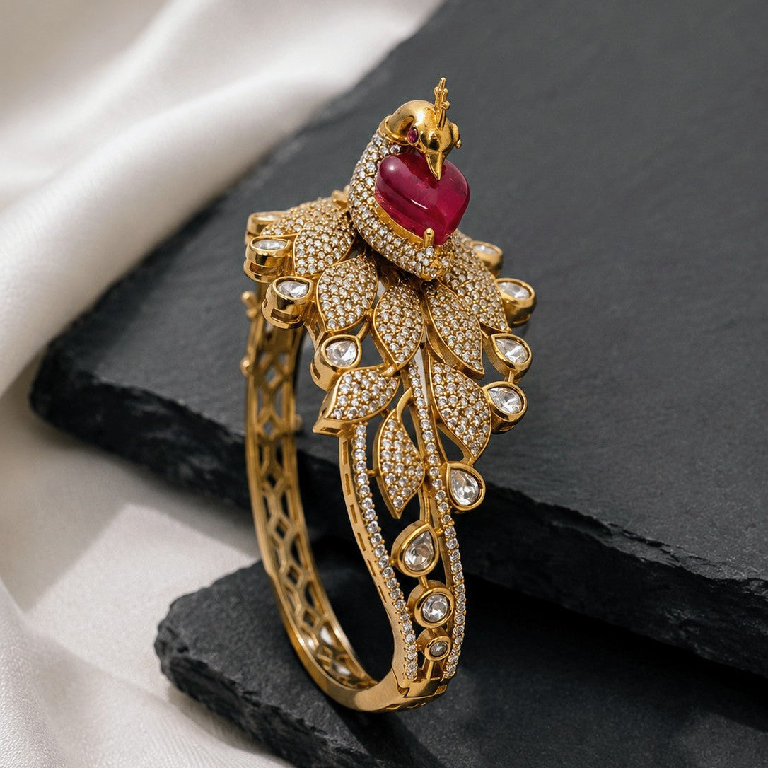 Peacock Feather Cabochon Bangle