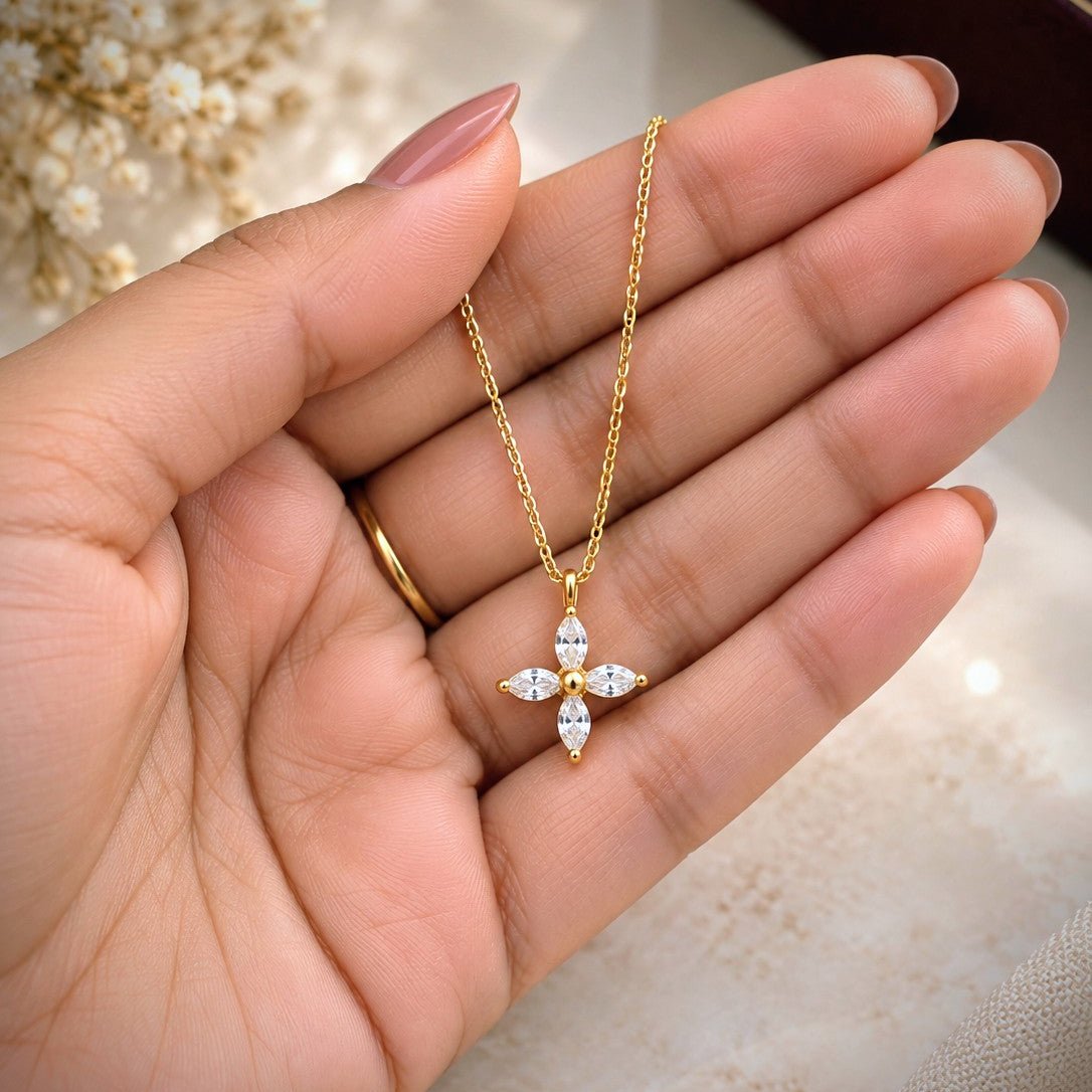 Marquise Flower Pendant Necklace
