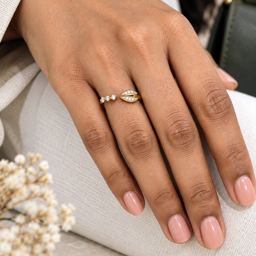 Leaf Stone Open Ring