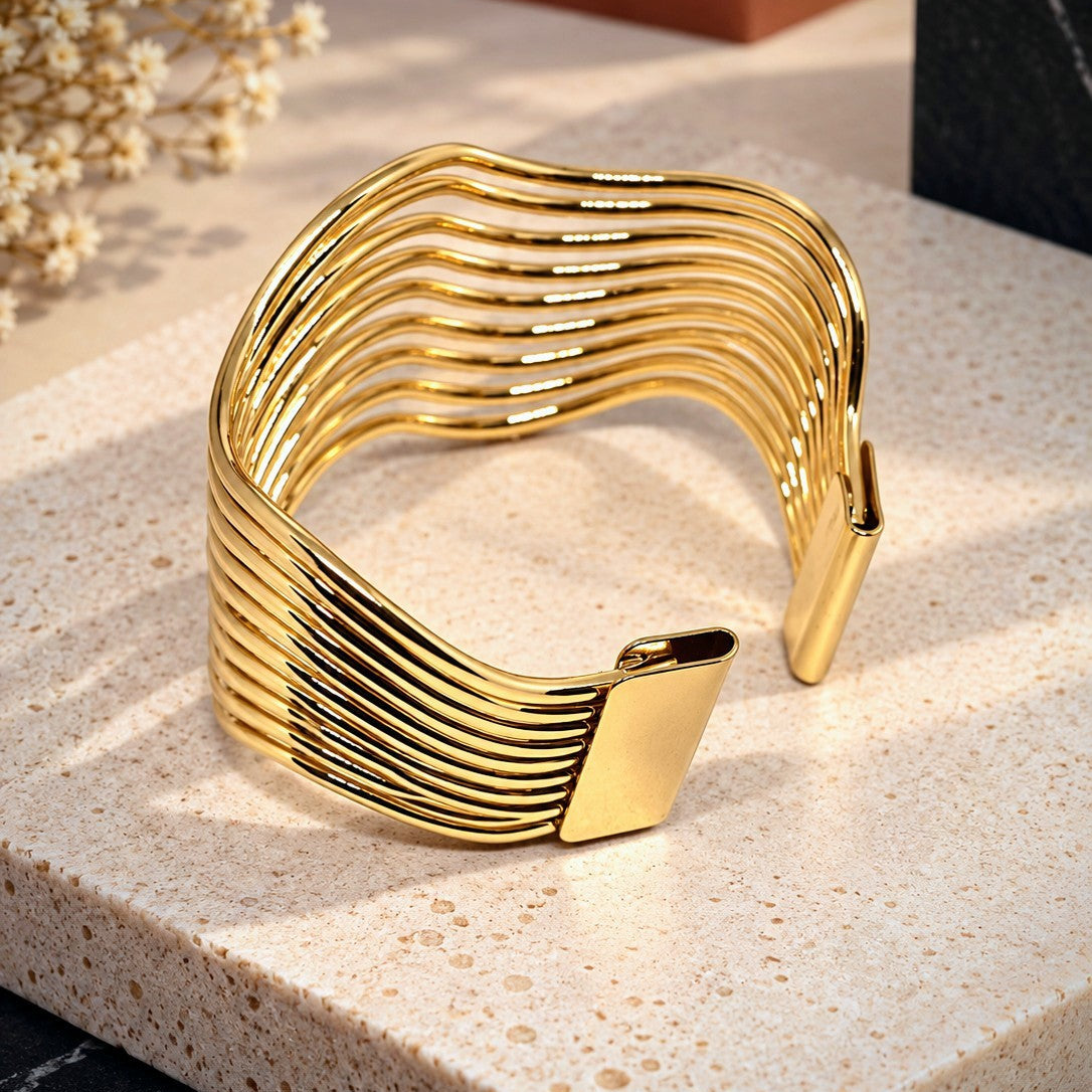 Ridged Wire Wide Cuff