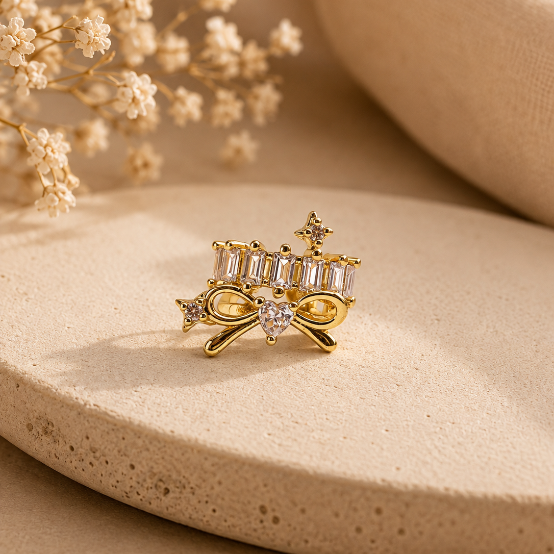 Bow Baguette Cuff Earrings