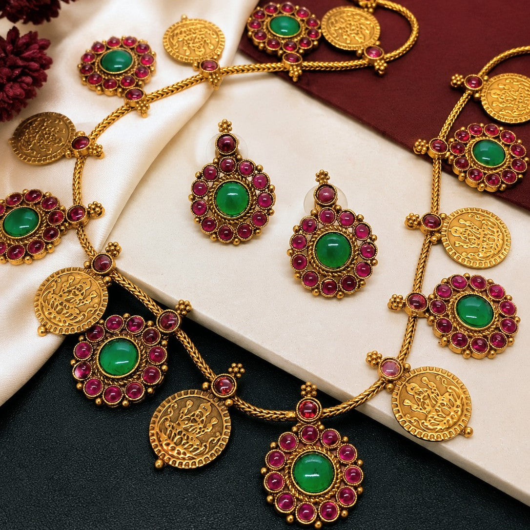Coin Floral Medallion Necklace