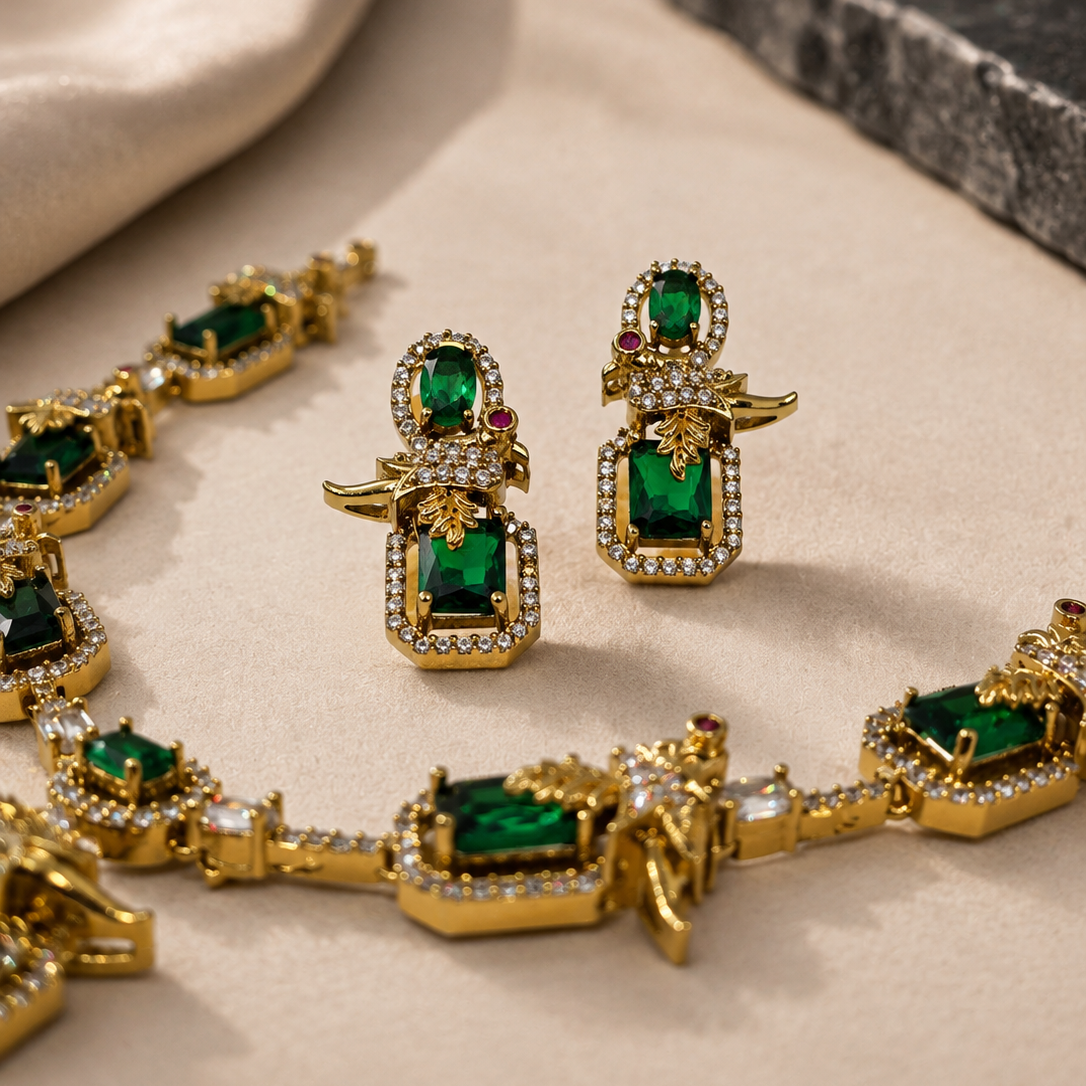 Green Stone Bird Necklace