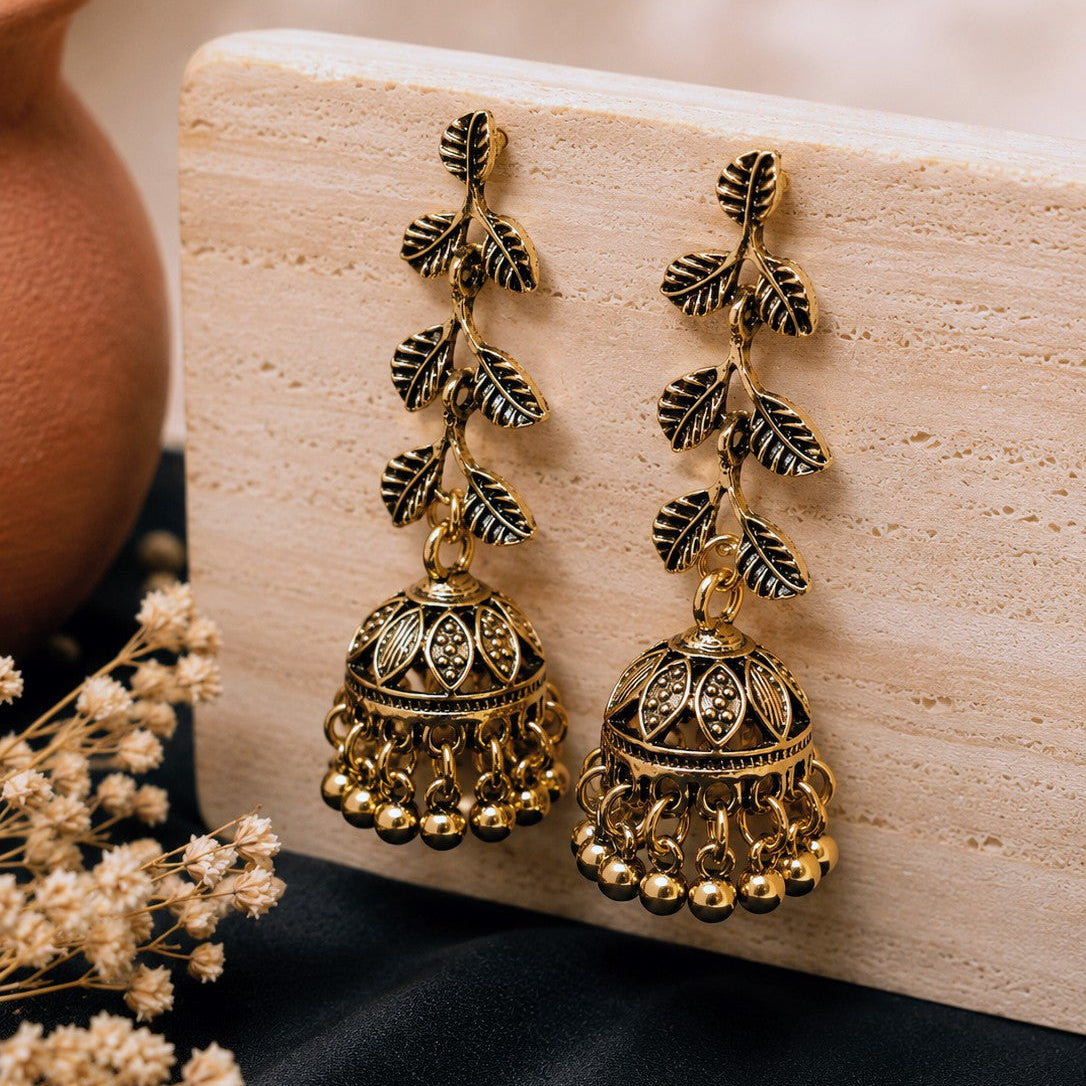 Leaf Jhumka Drop Earrings