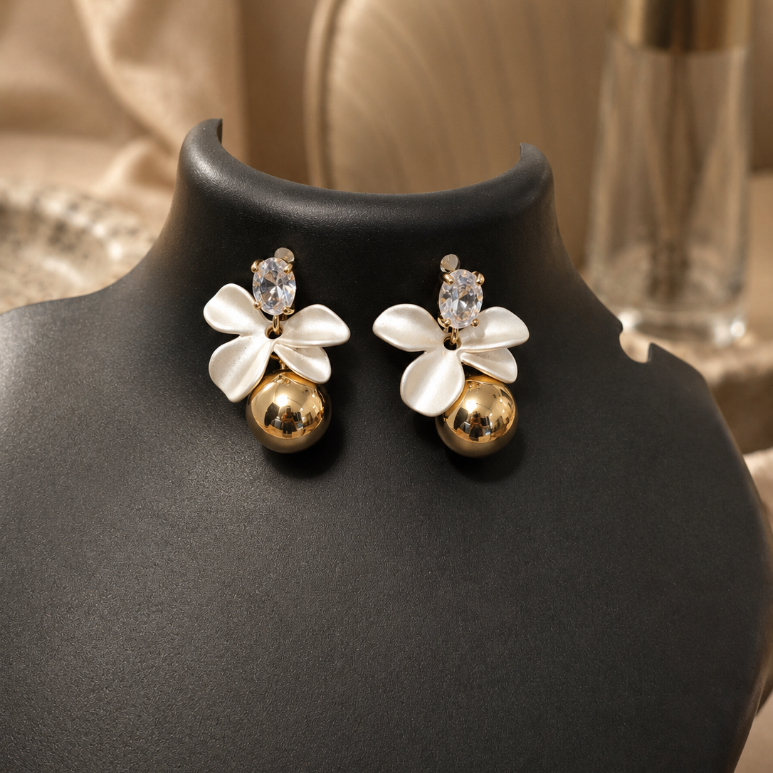 Satin Bow Orb Earrings