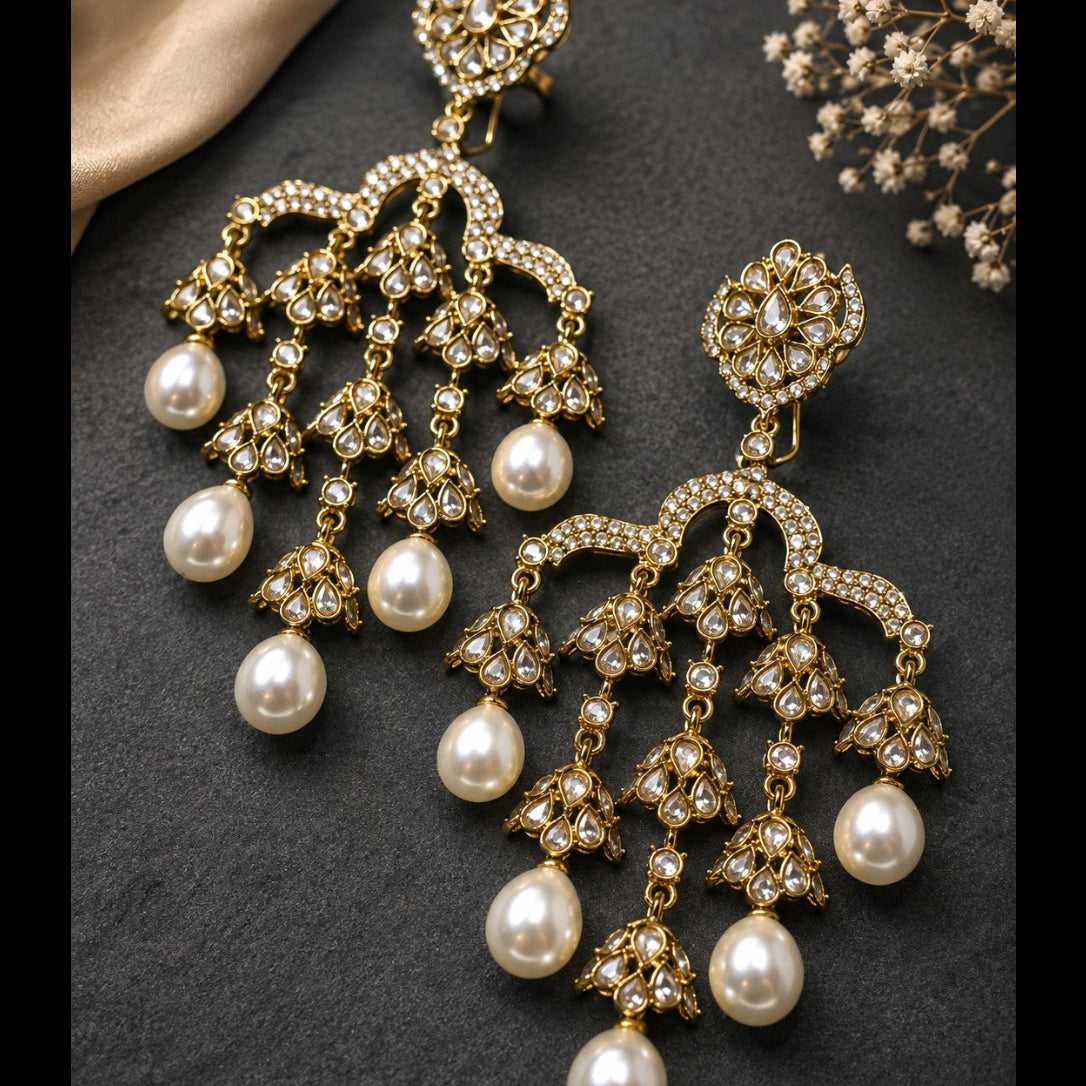 Kundan Jhumka Chandelier Earrings