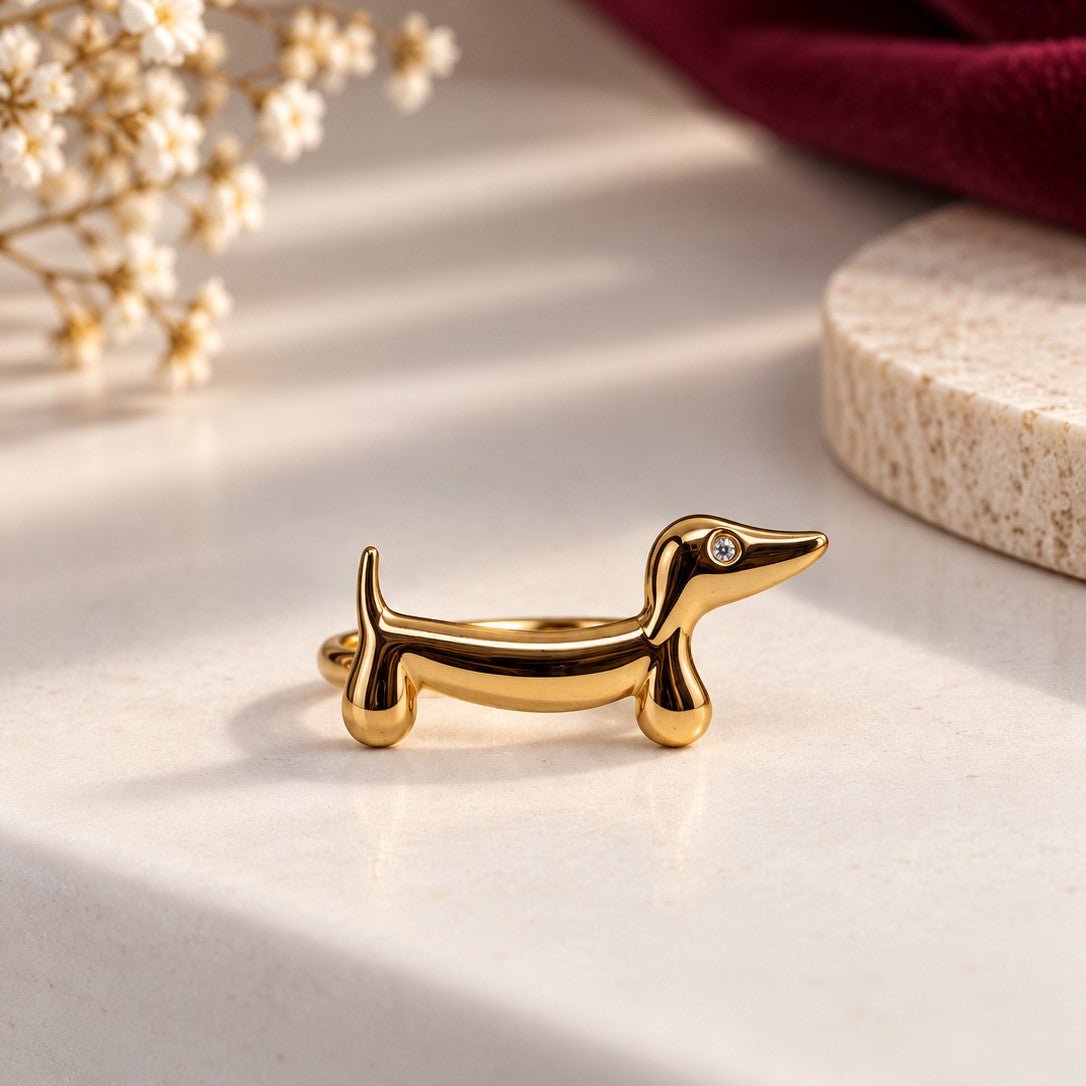 Elongated Dog Silhouette Ring