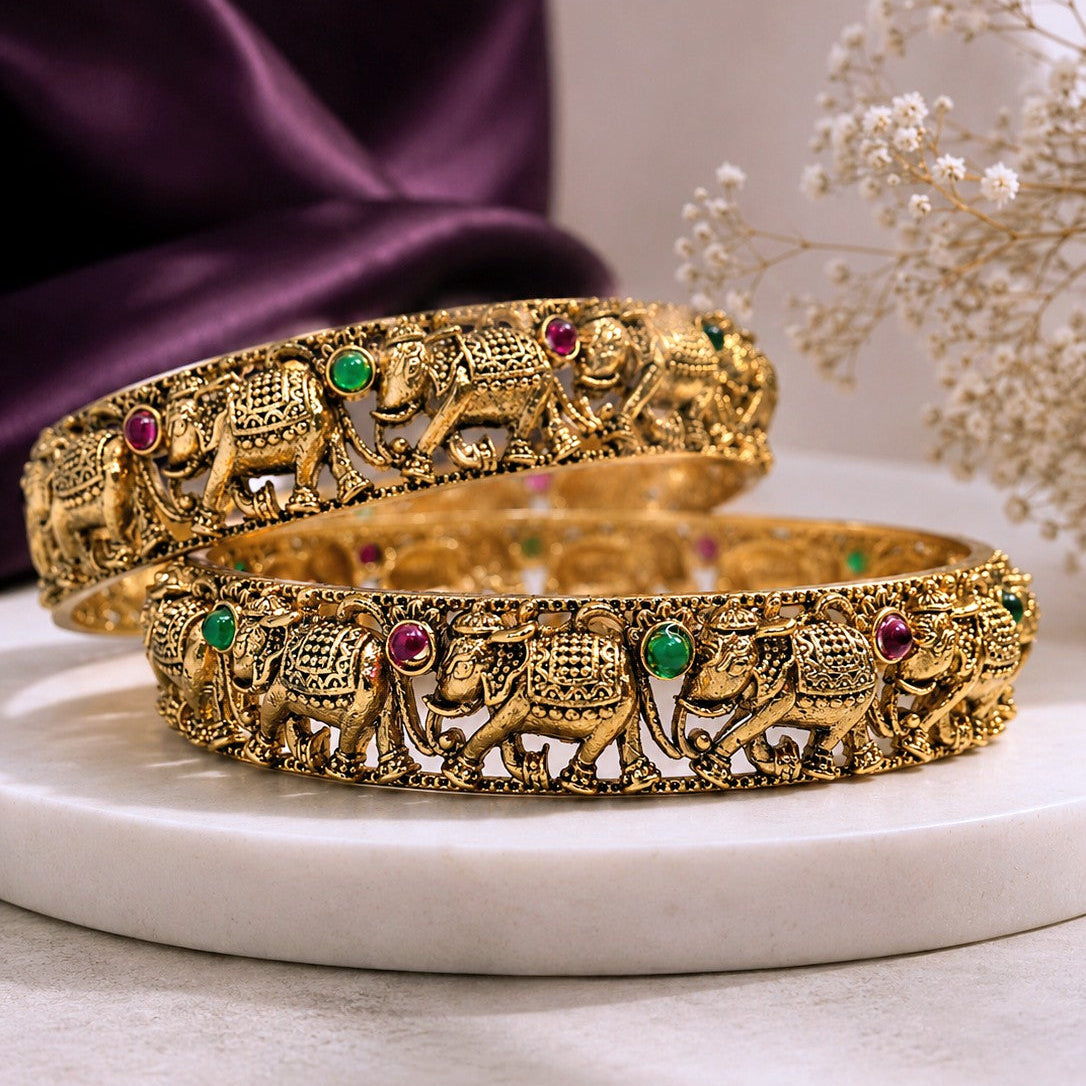Elephant Motif Bangle Pair