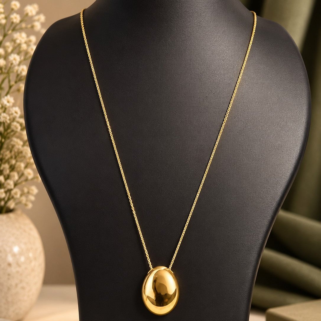 Puffy Oval Pendant Necklace