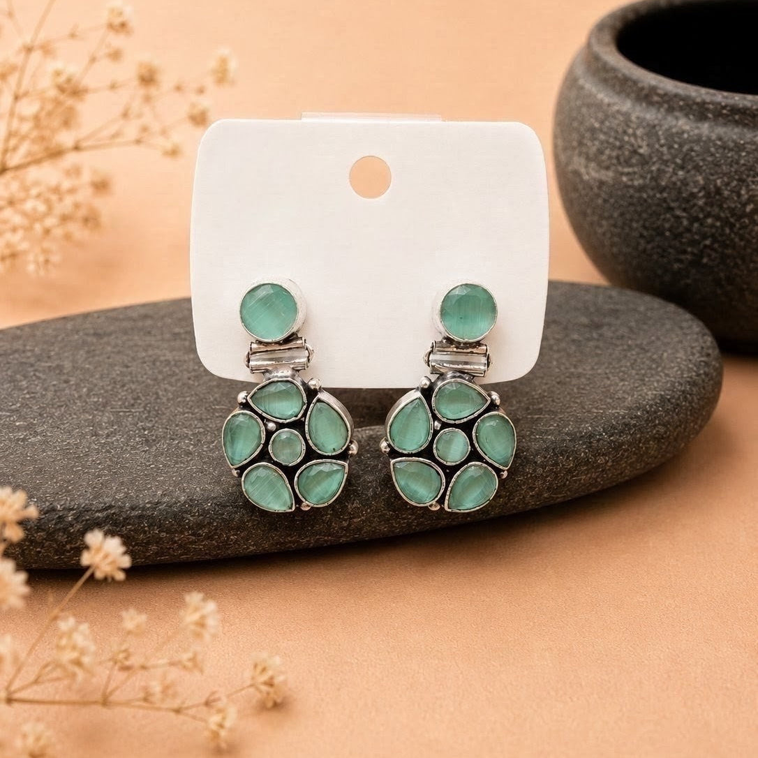 Aqua Cluster Earrings