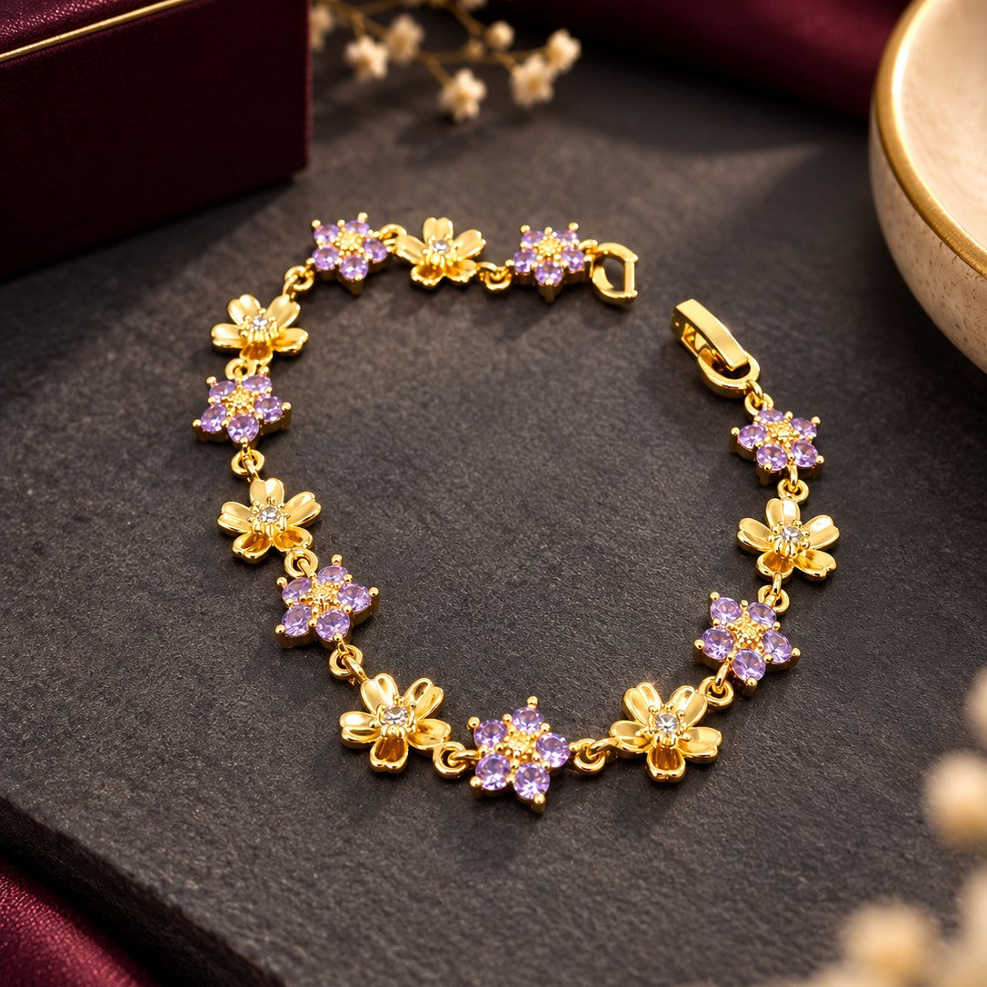 Alternating Floral Link Bracelet