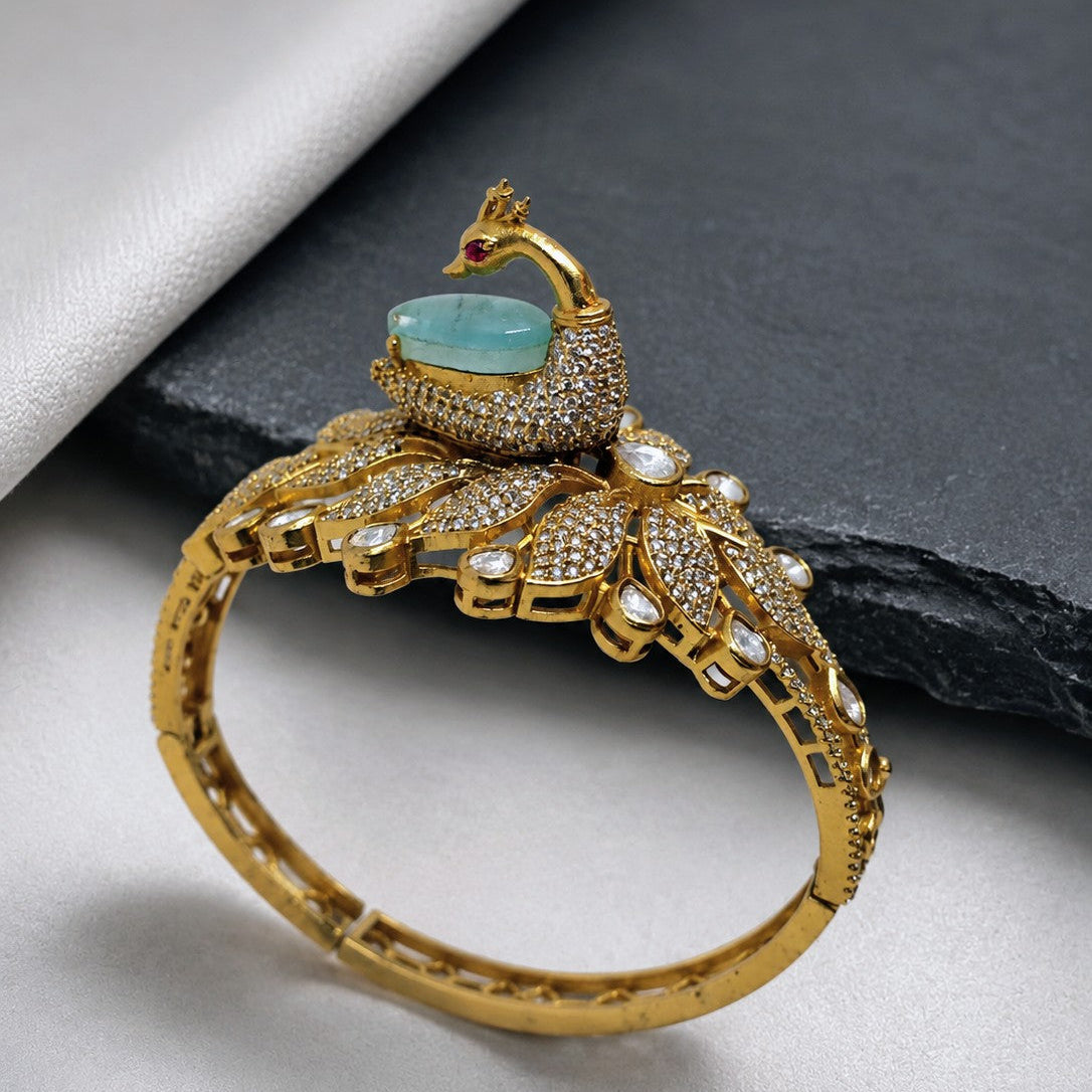Peacock Feather Cabochon Bangle