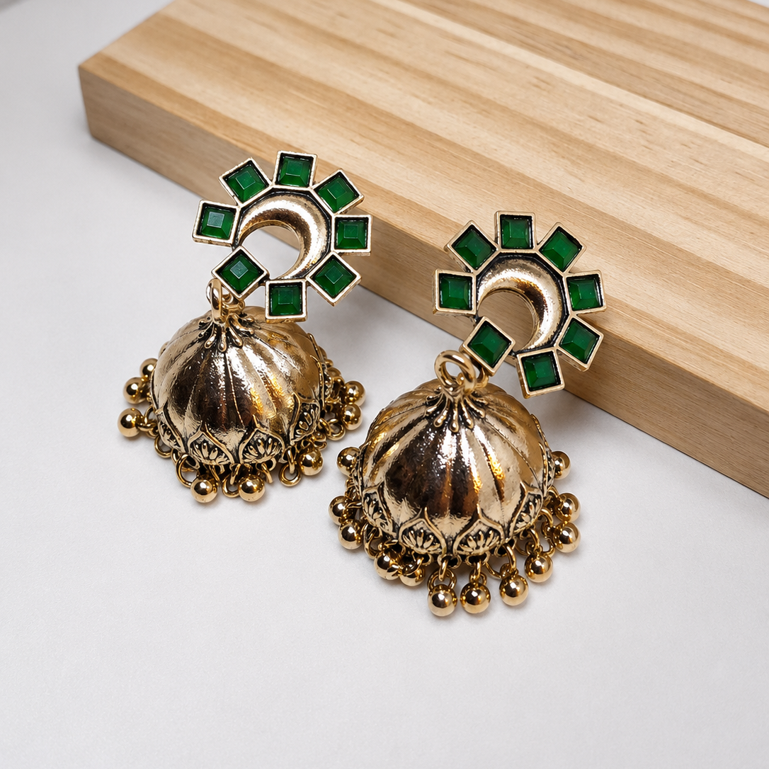 Sunburst Dome Jhumka Earrings