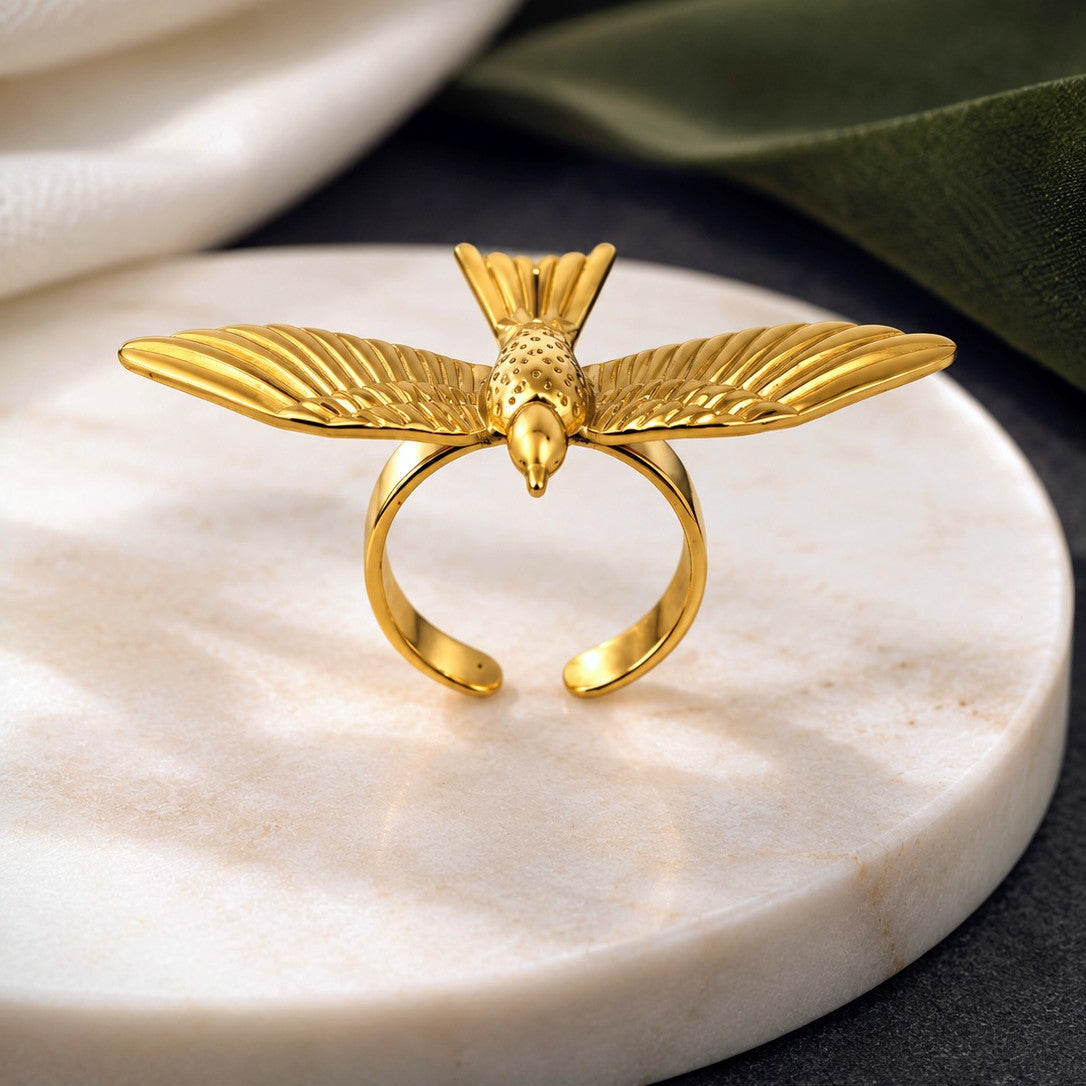 Wide Wing Swallow Cocktail Ring