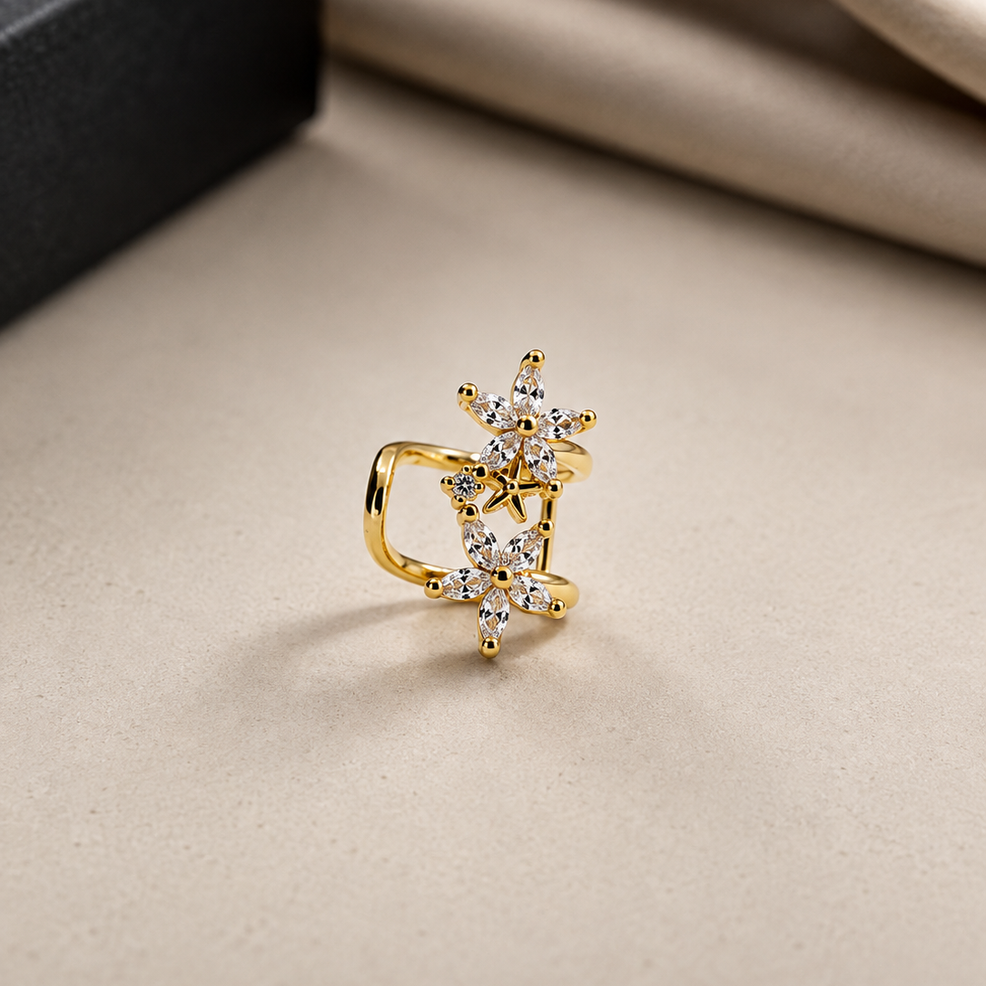Flower Star Cuff Earrings