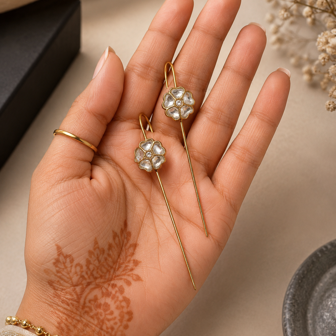 Kundan Flower Cuff Earrings