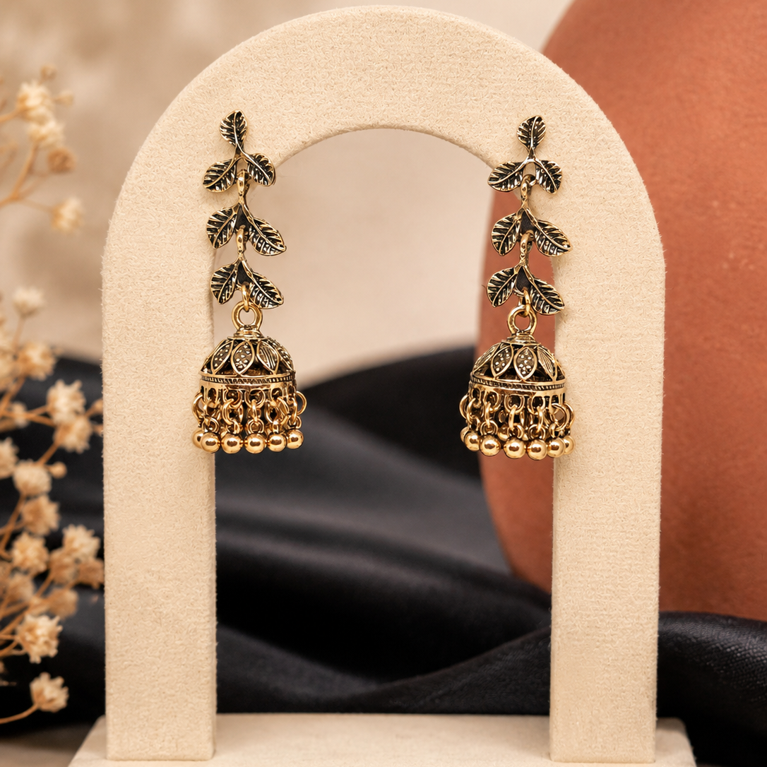 Leaf Jhumka Drop Earrings