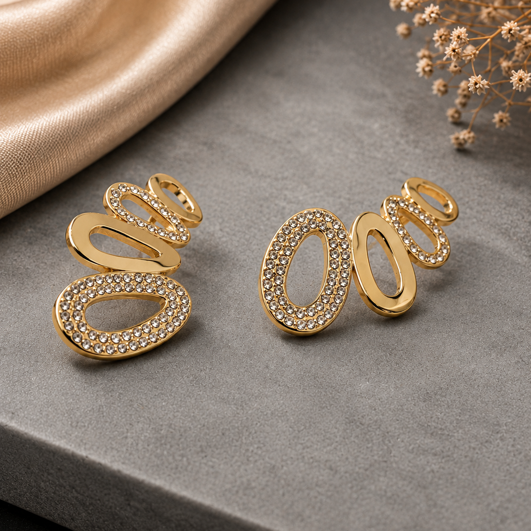 Linked Oval Drop Earrings