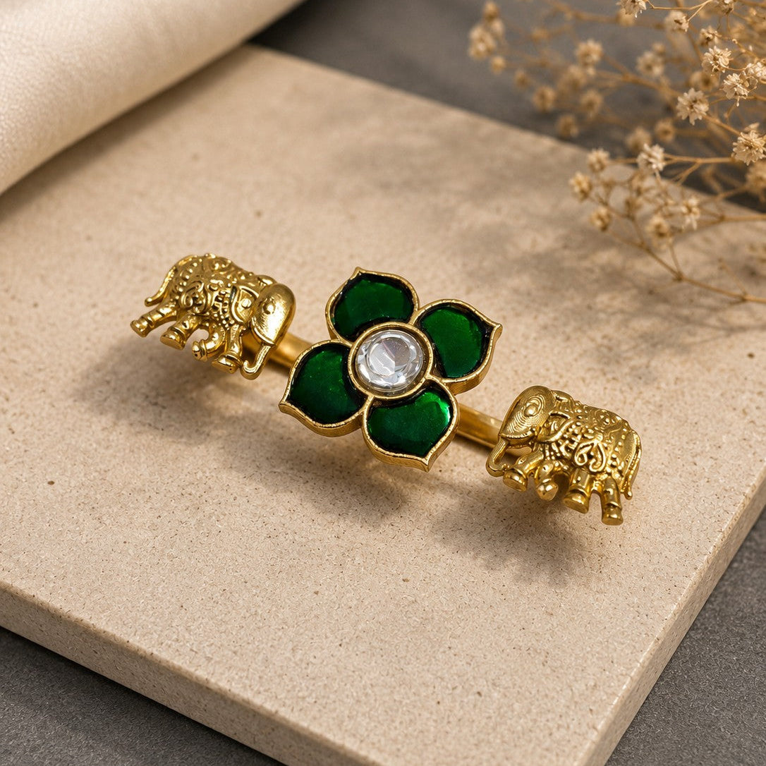 Elephant Floral Double Ring