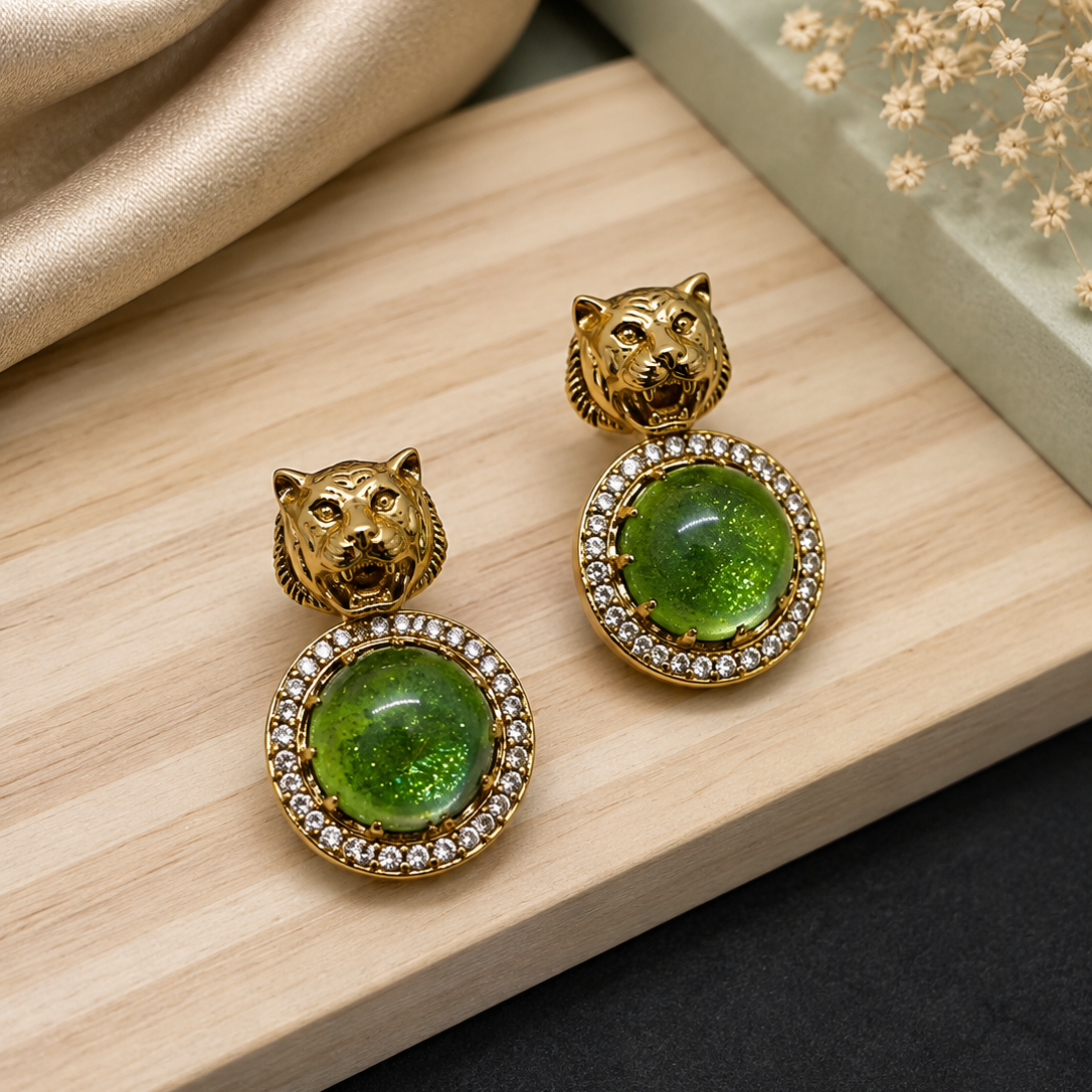 Tiger Halo Drop Earrings