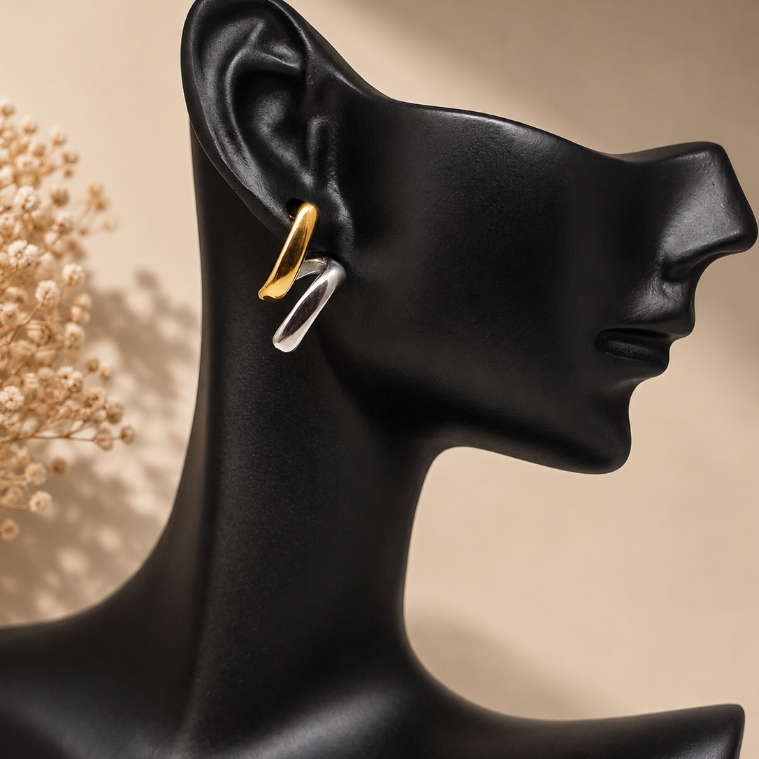 Twin Tone Bar Earrings
