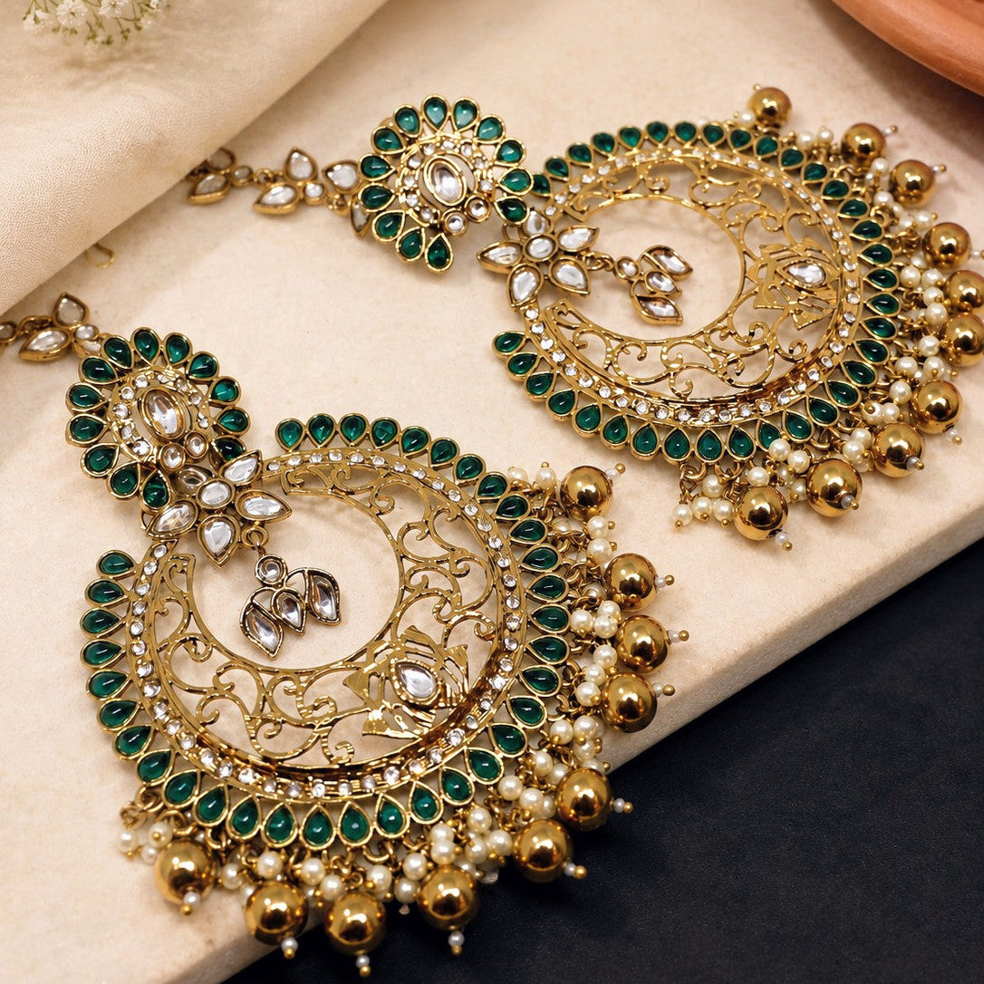 Chandbali Kundan Pearl Set