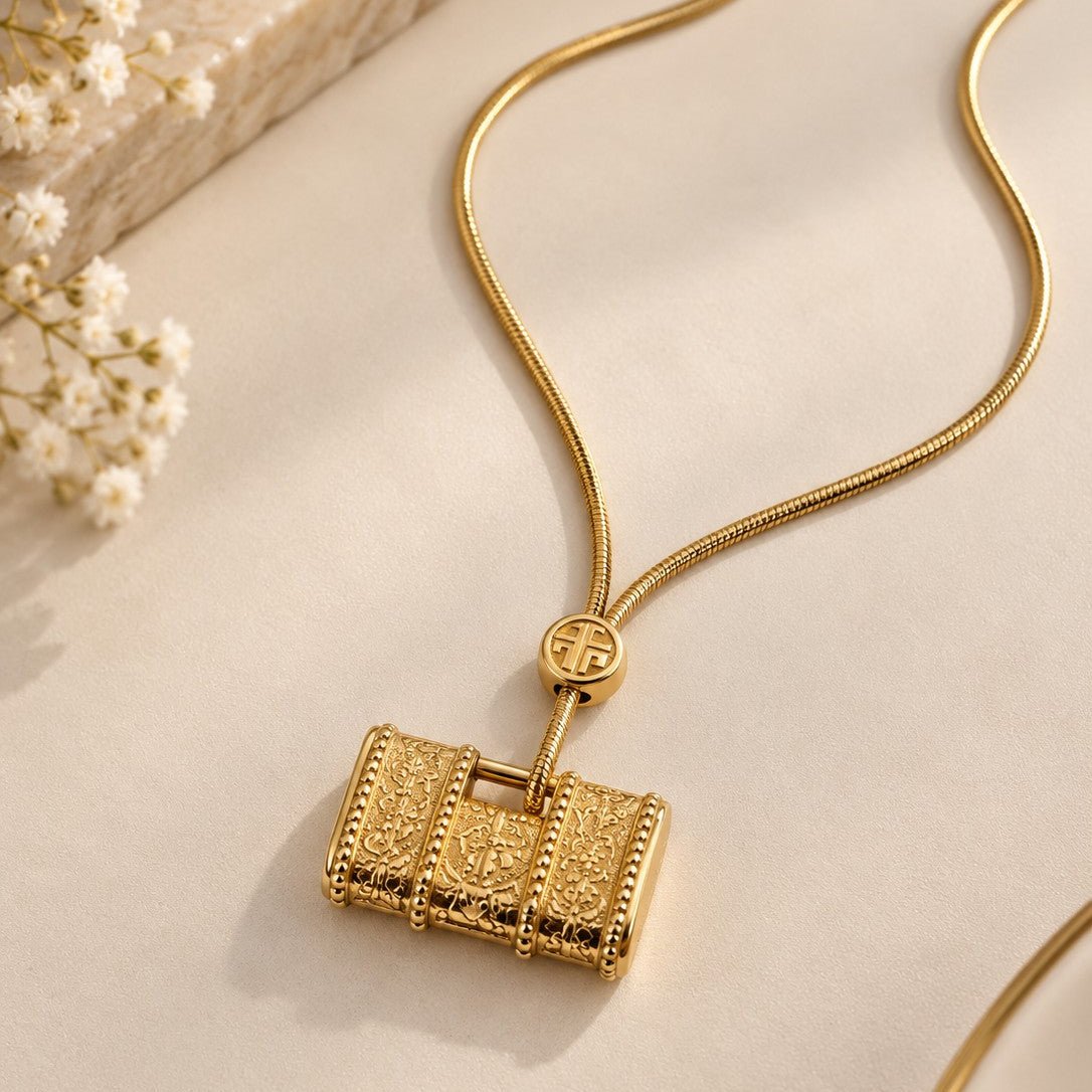 Engraved Barrel Pendant Necklace