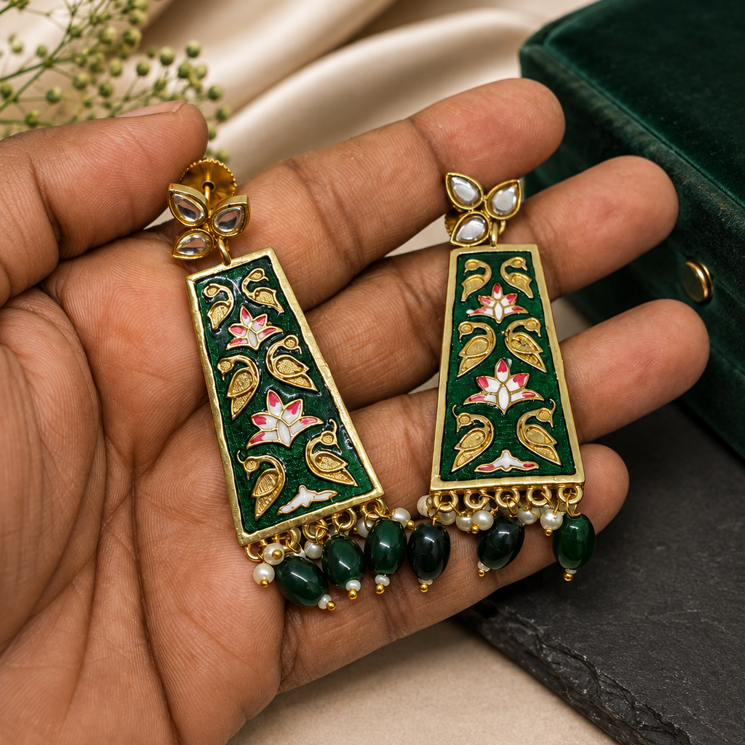 Meenakari Panel Drop Earrings