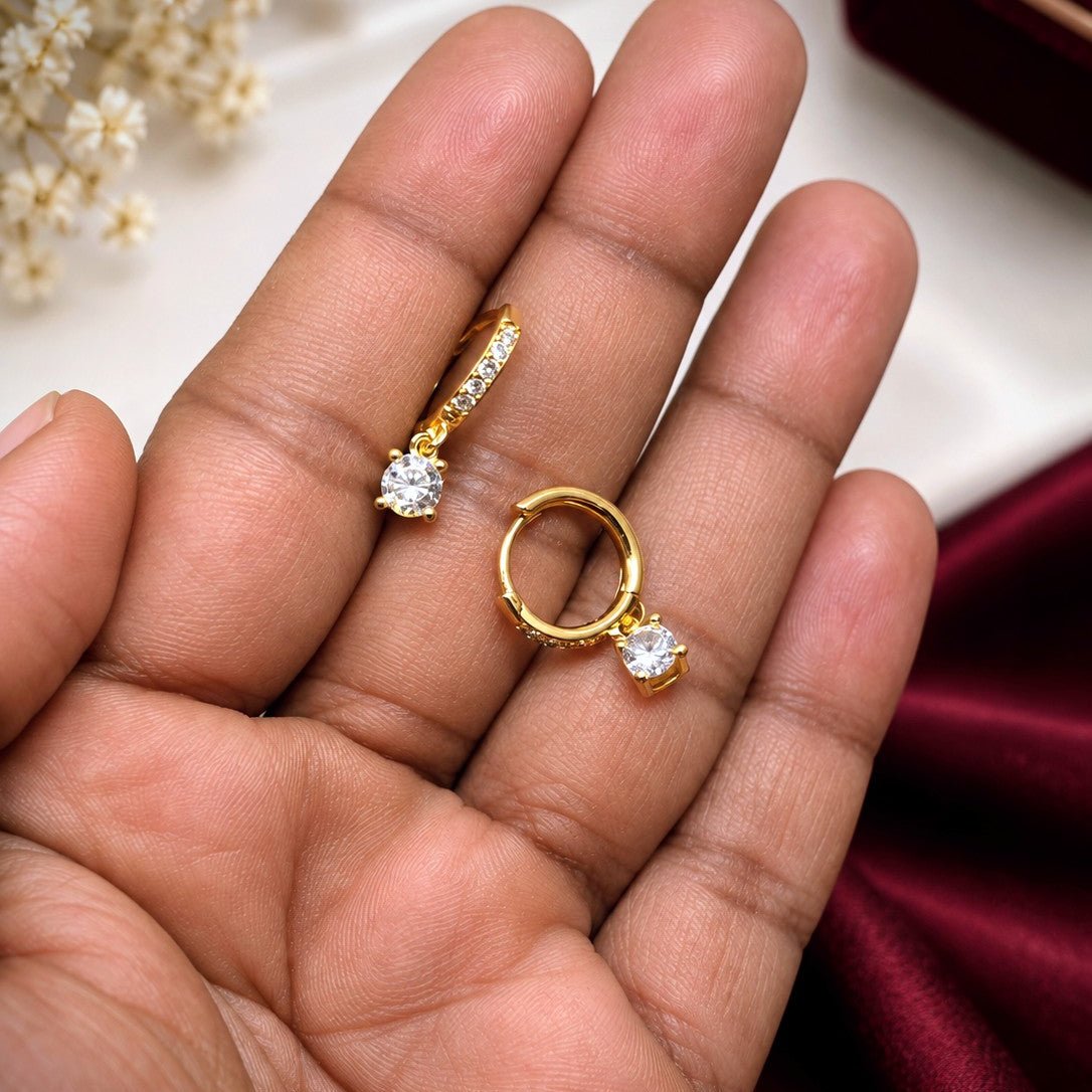Pave Round Huggies Earrings