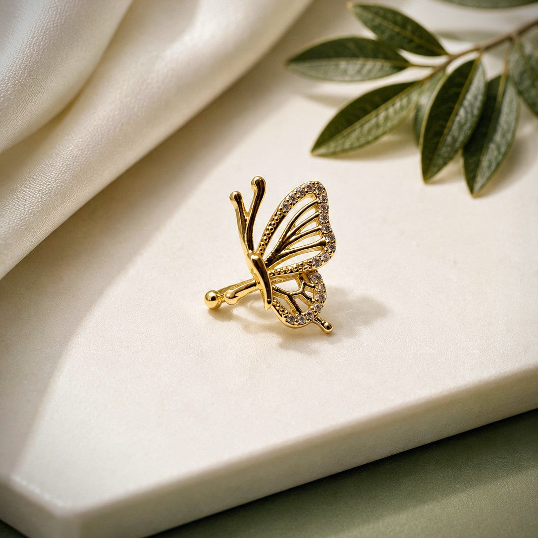 Butterfly CZ Cuff Earrings