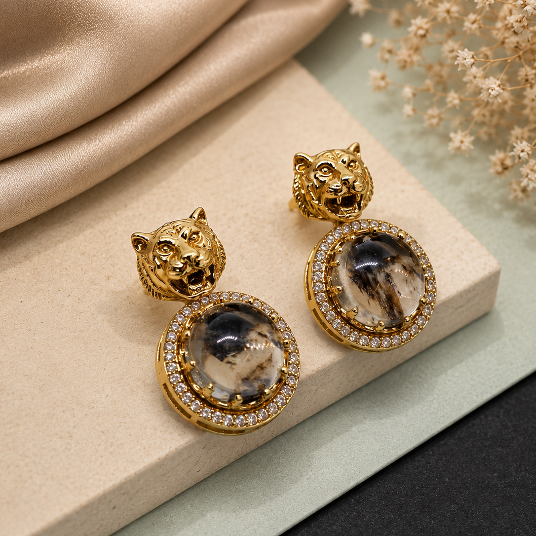 Tiger Halo Drop Earrings