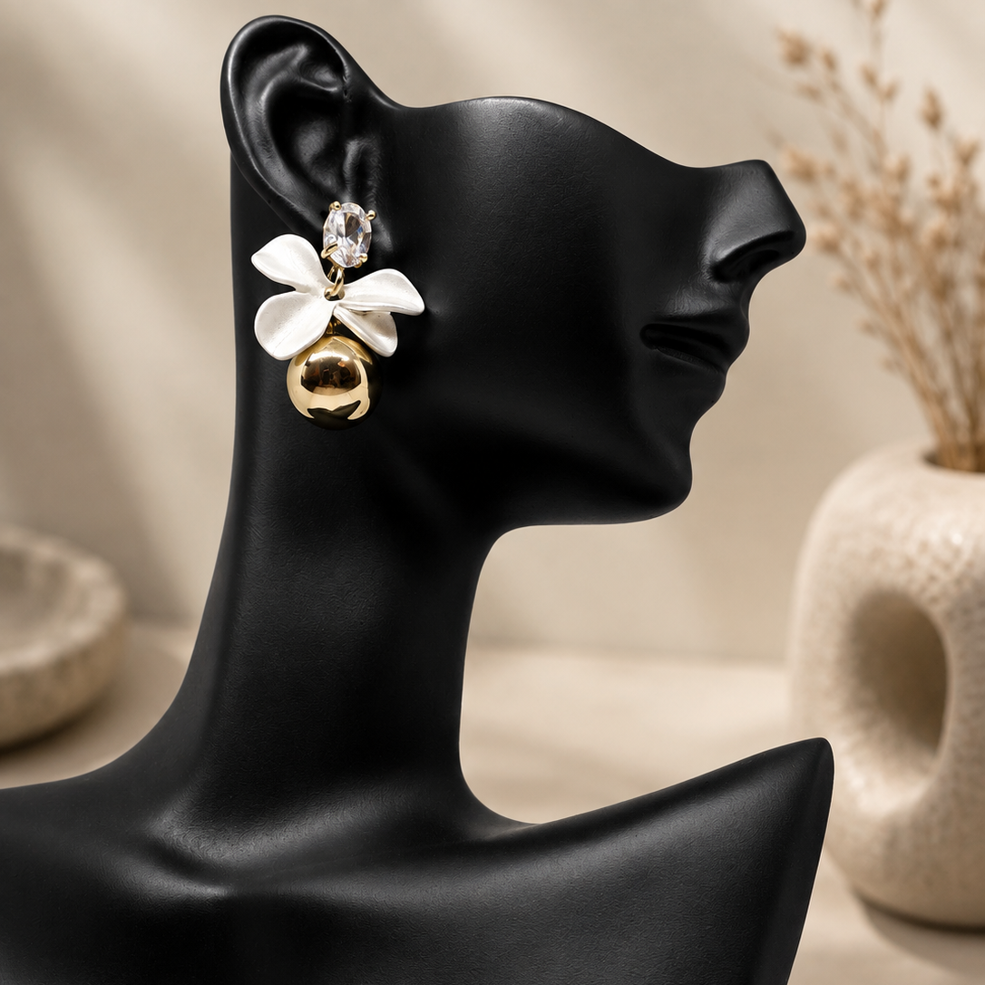 Satin Bow Orb Earrings