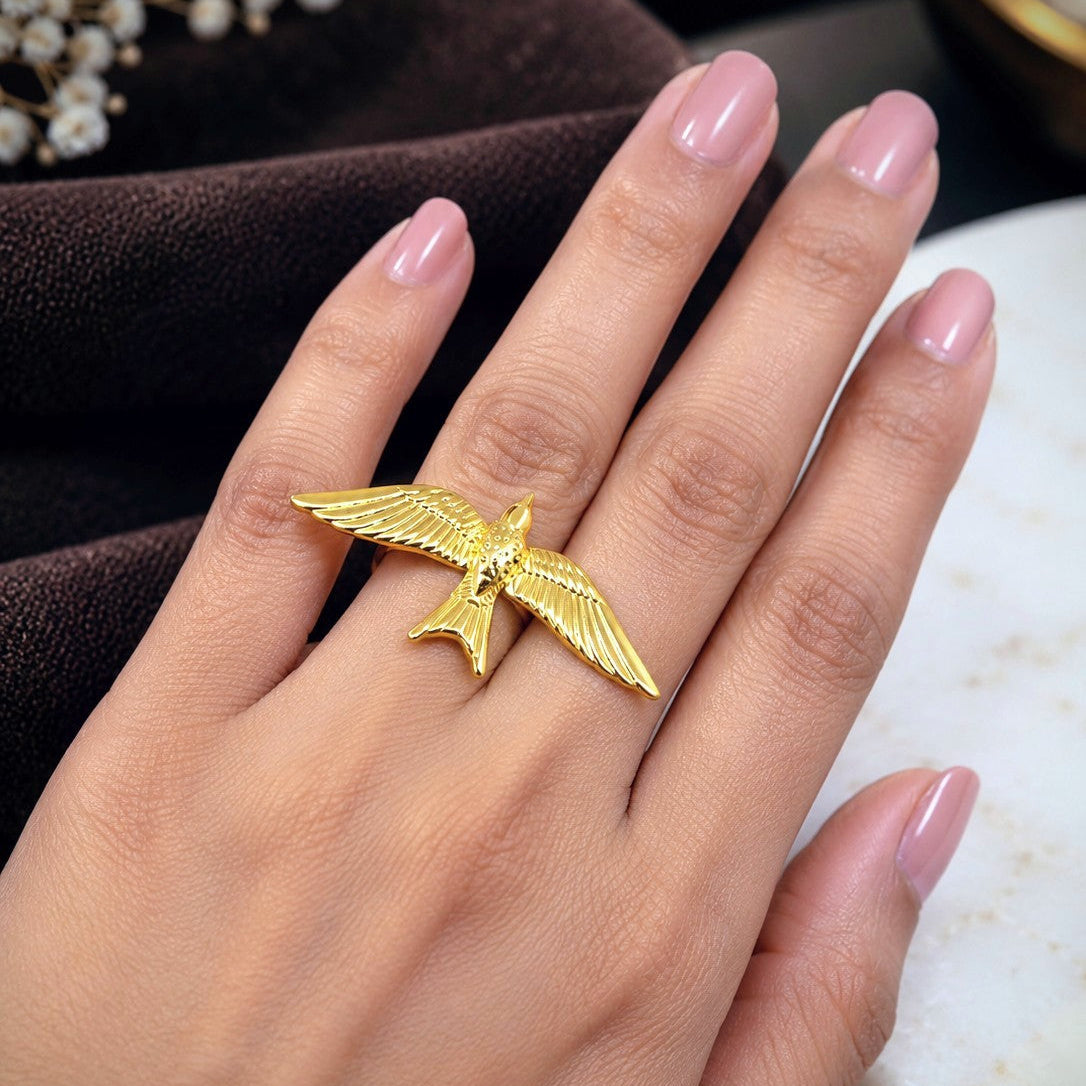 Wide Wing Swallow Cocktail Ring