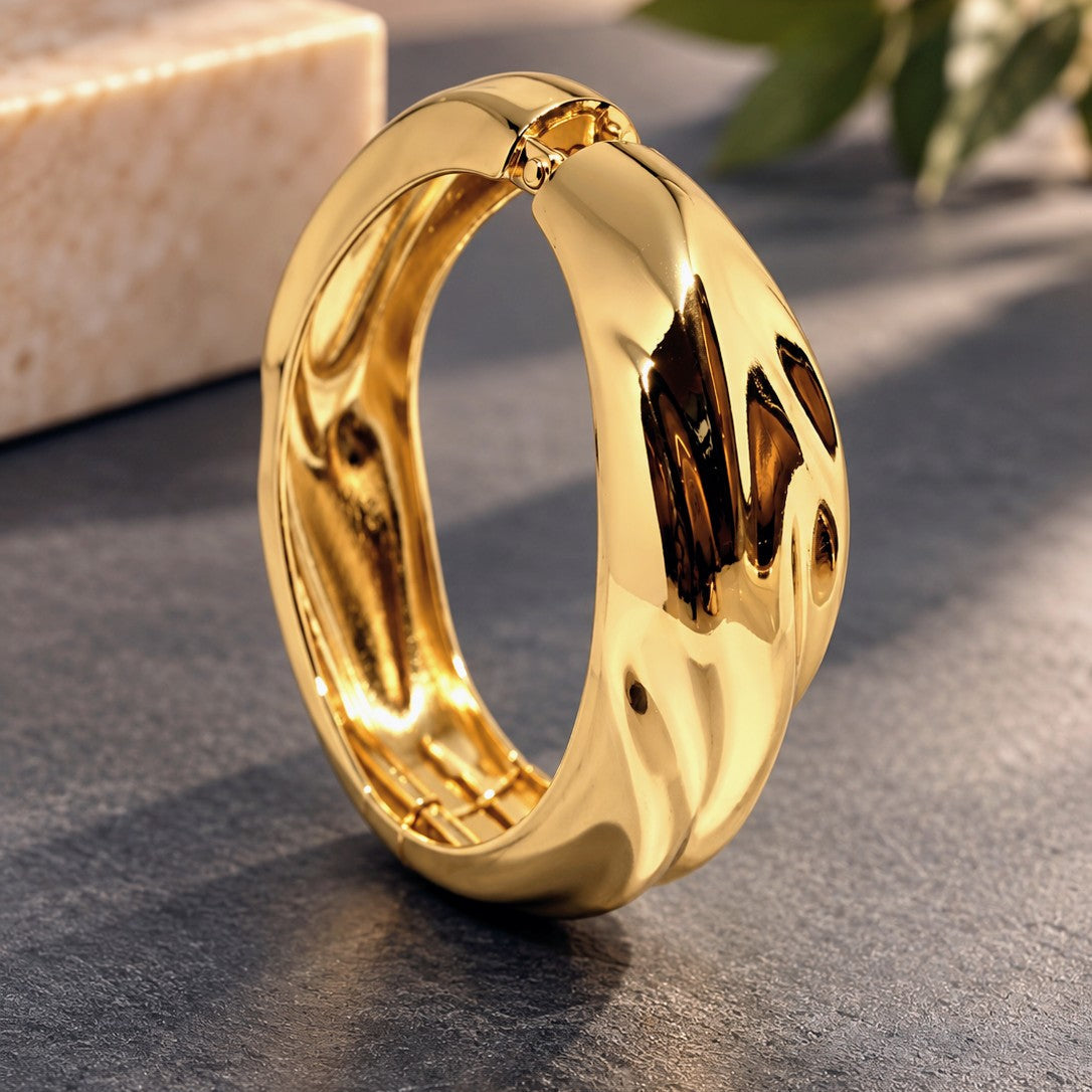 Molten Wave Sculpted Cuff Bangle