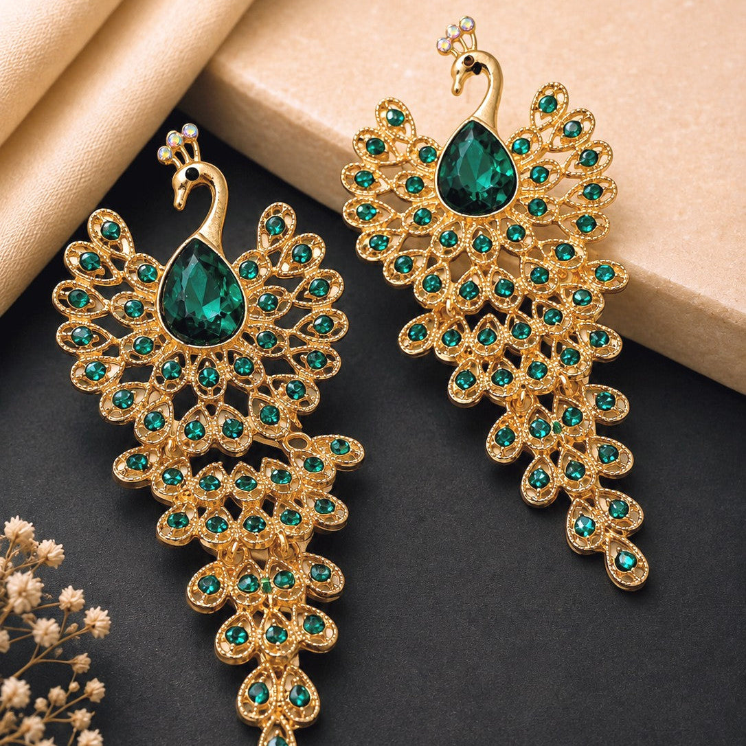 Peacock Feather Drop Earrings