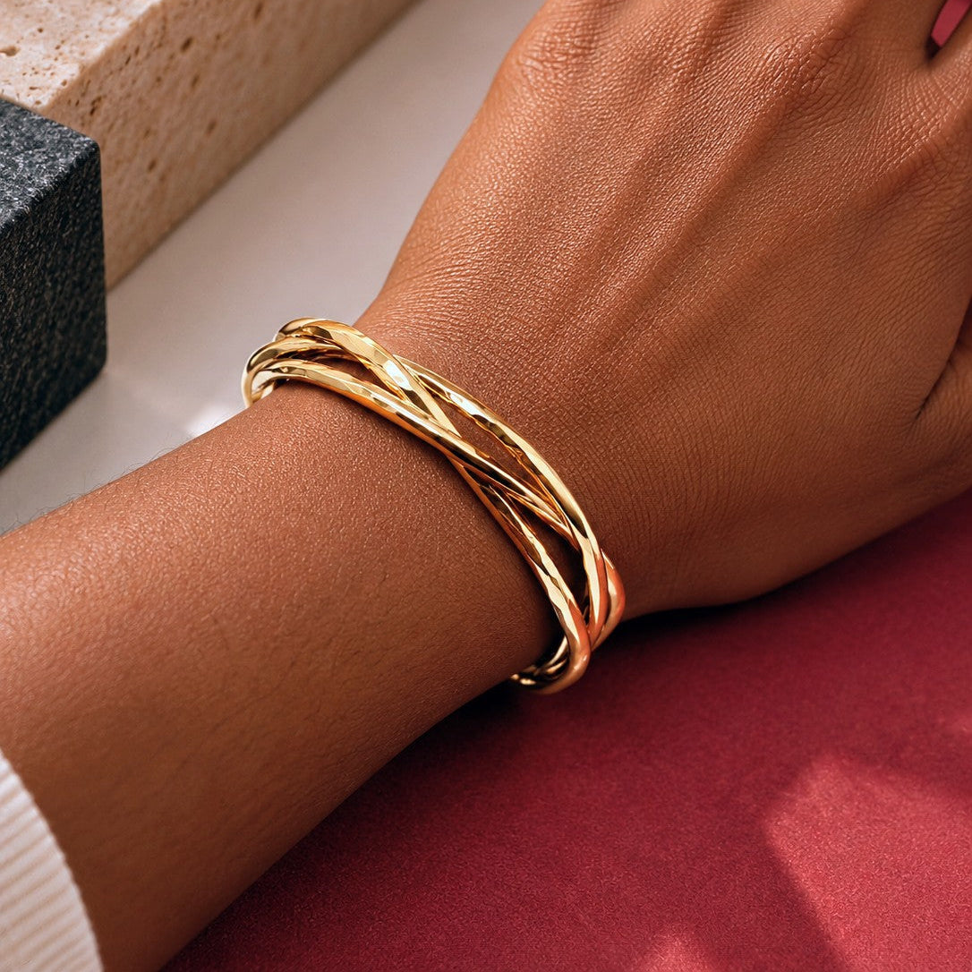 Hammered Crossover Open Cuff