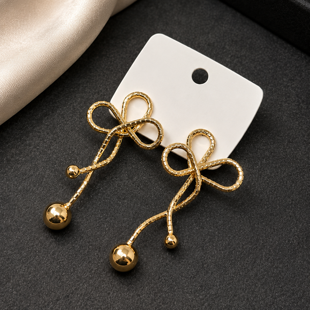 Ribbon Bow Drop Earrings
