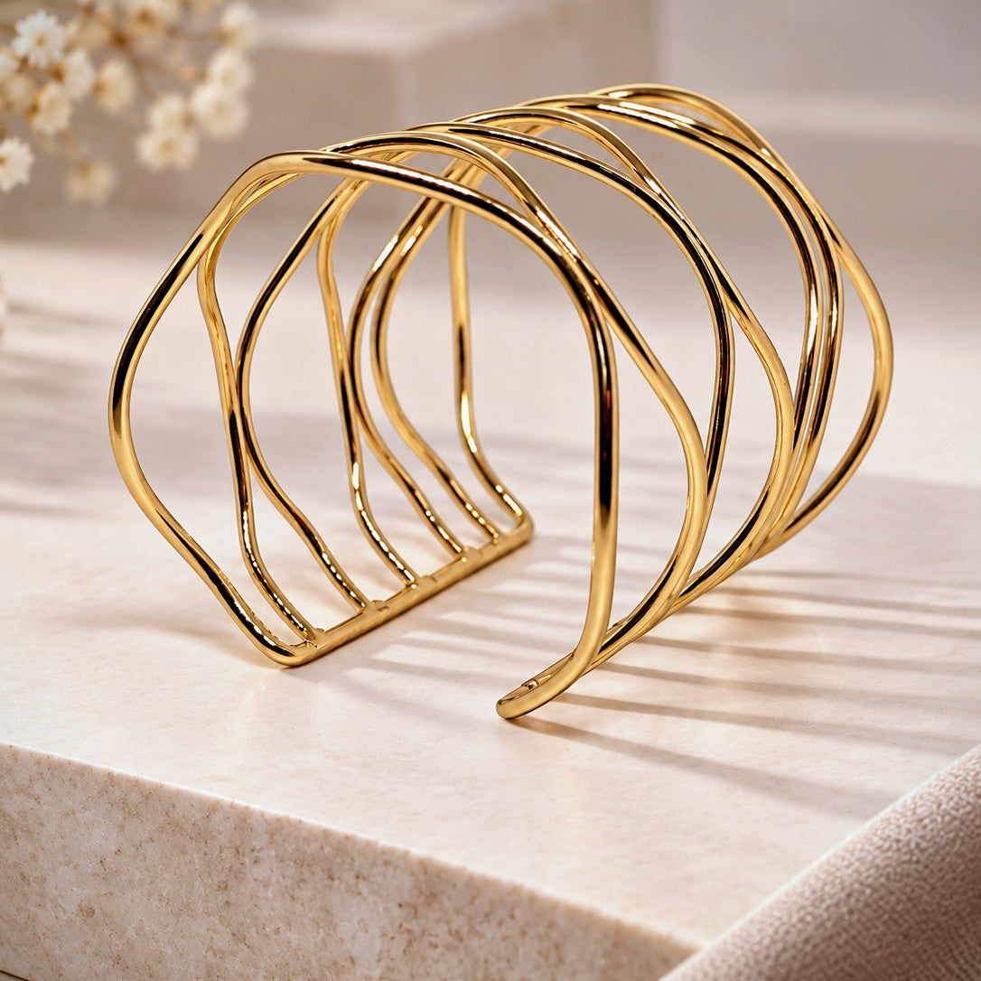Wave Wire Cuff Bracelet