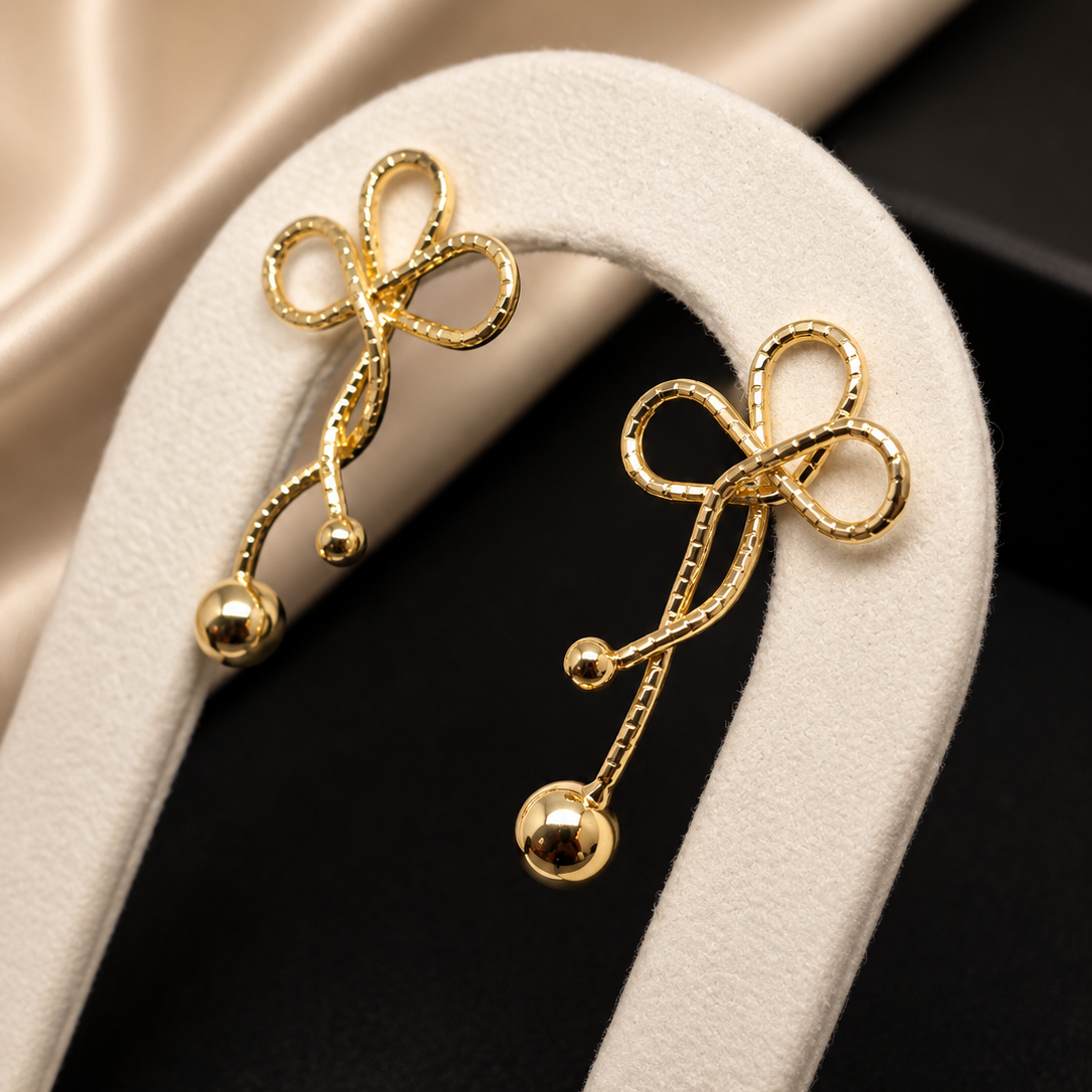 Ribbon Bow Drop Earrings