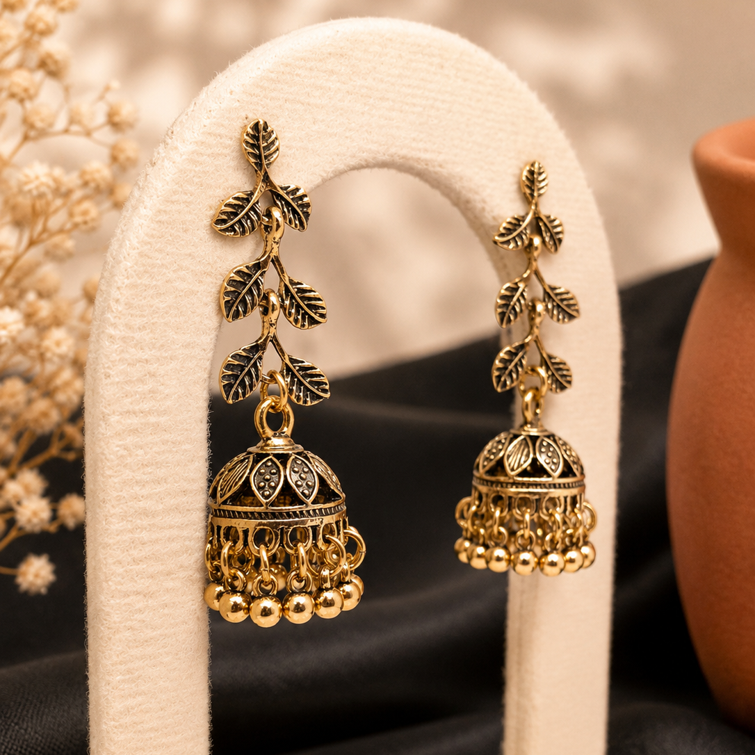Leaf Jhumka Drop Earrings