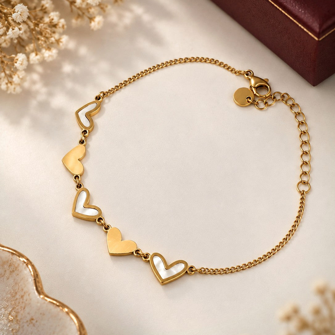 Alternating Heart Link Bracelet