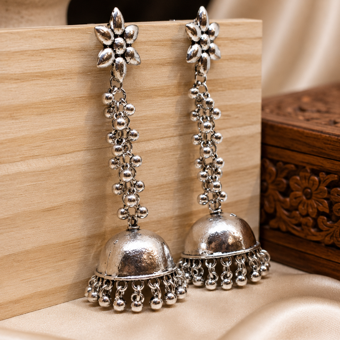 Floral Cascade Jhumka Earrings