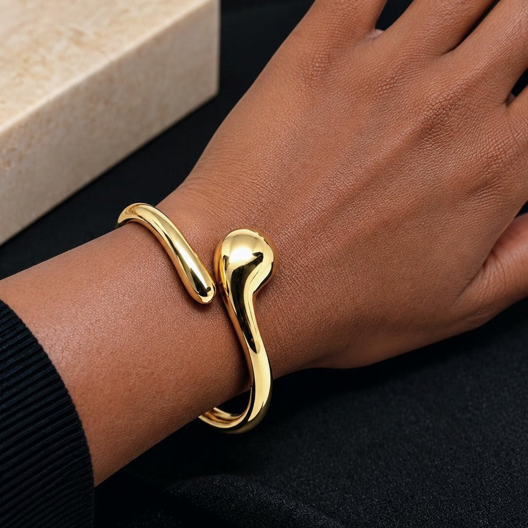 Sculptural Bypass Teardrop Cuff