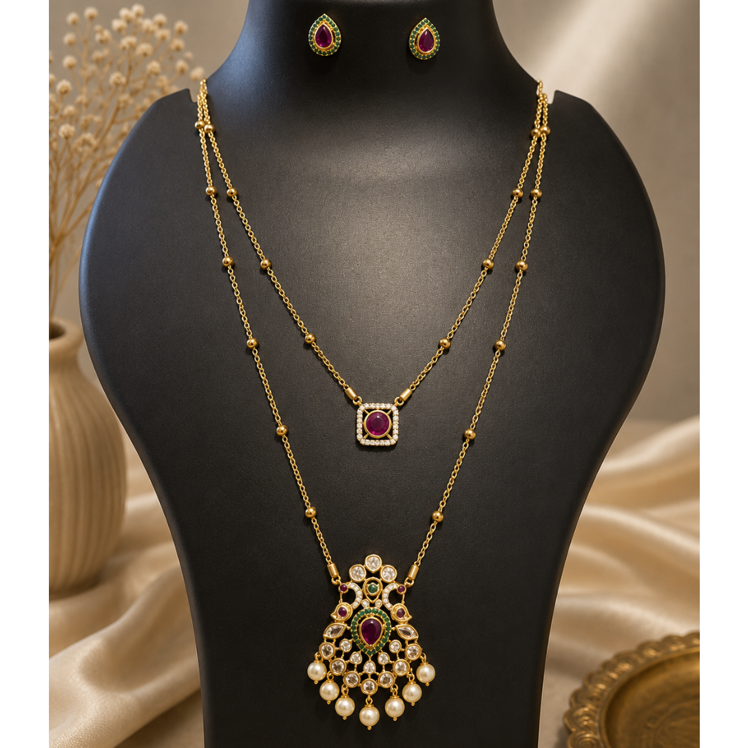 Layered Kundan Pendant Necklace