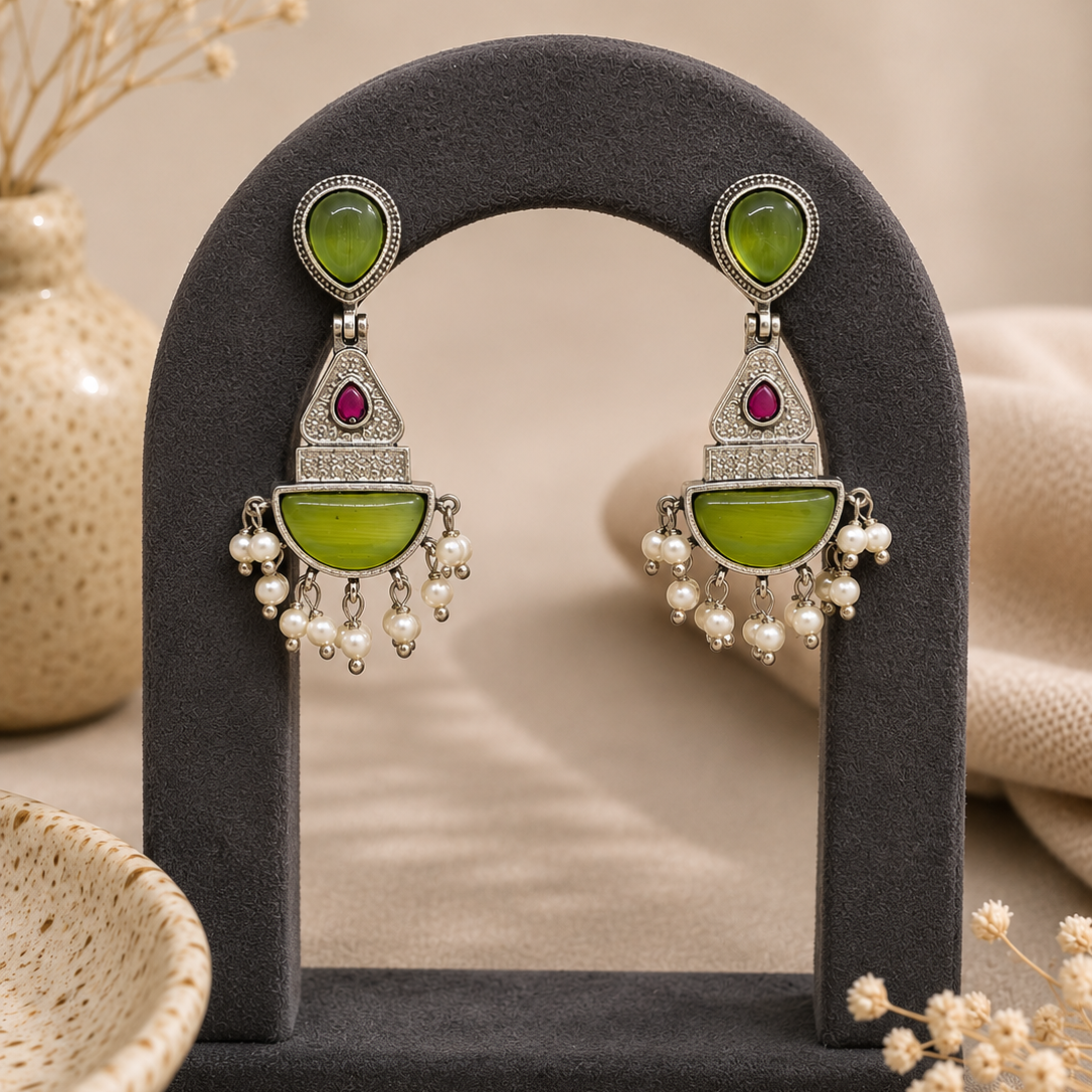 Green Cascade Earrings