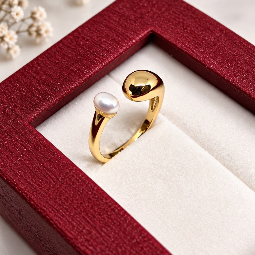Teardrop Pearl Open Ring